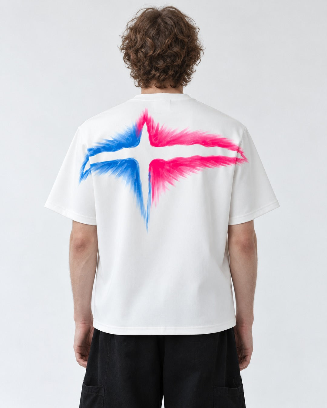 Spray-Painted Star Padded-Shoulder T-Shirt