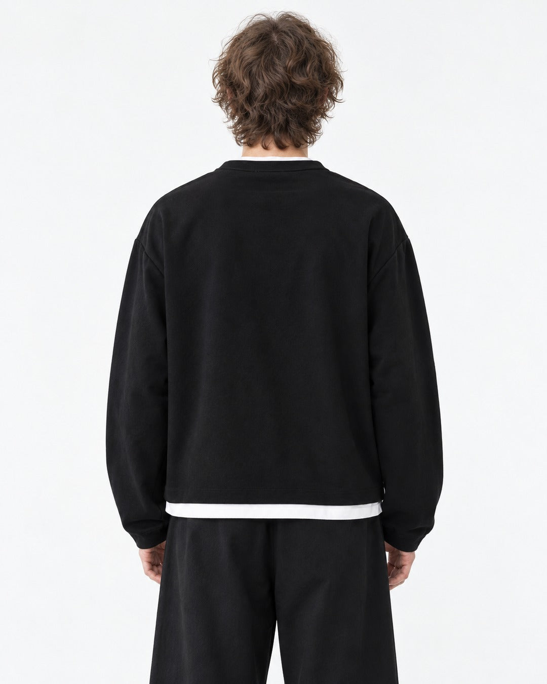 Star Patch Layered Notch Neck Sweatshirt