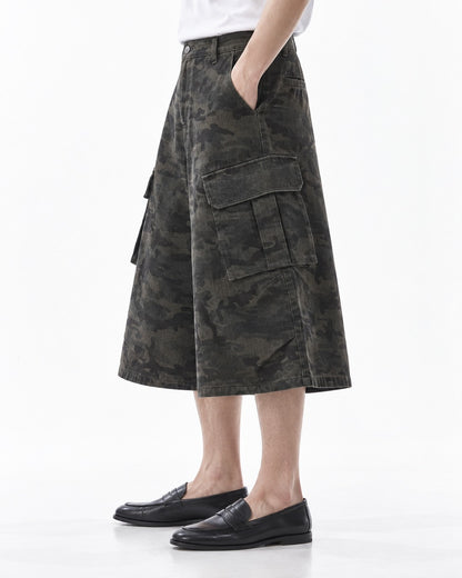 Camouflage Cargo Wide Shorts