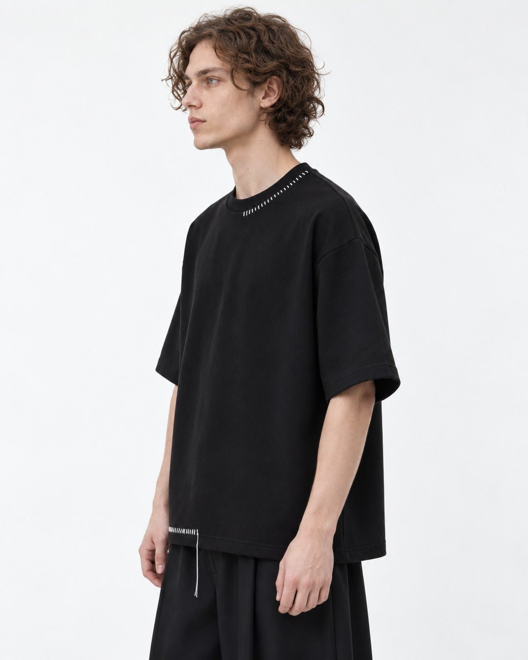 Hand-Stitched Collar and Hem Tee