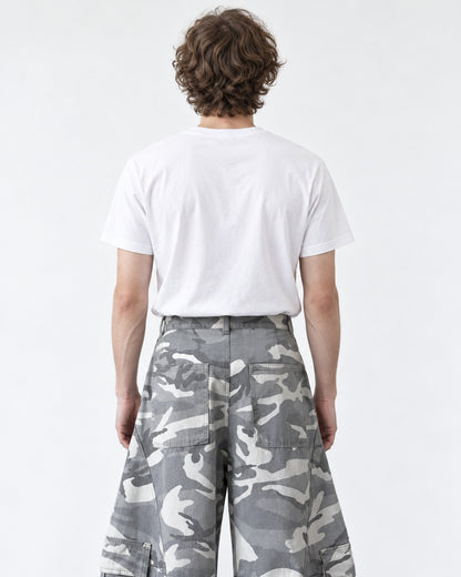 Camouflage Cargo Wide-Leg Pants