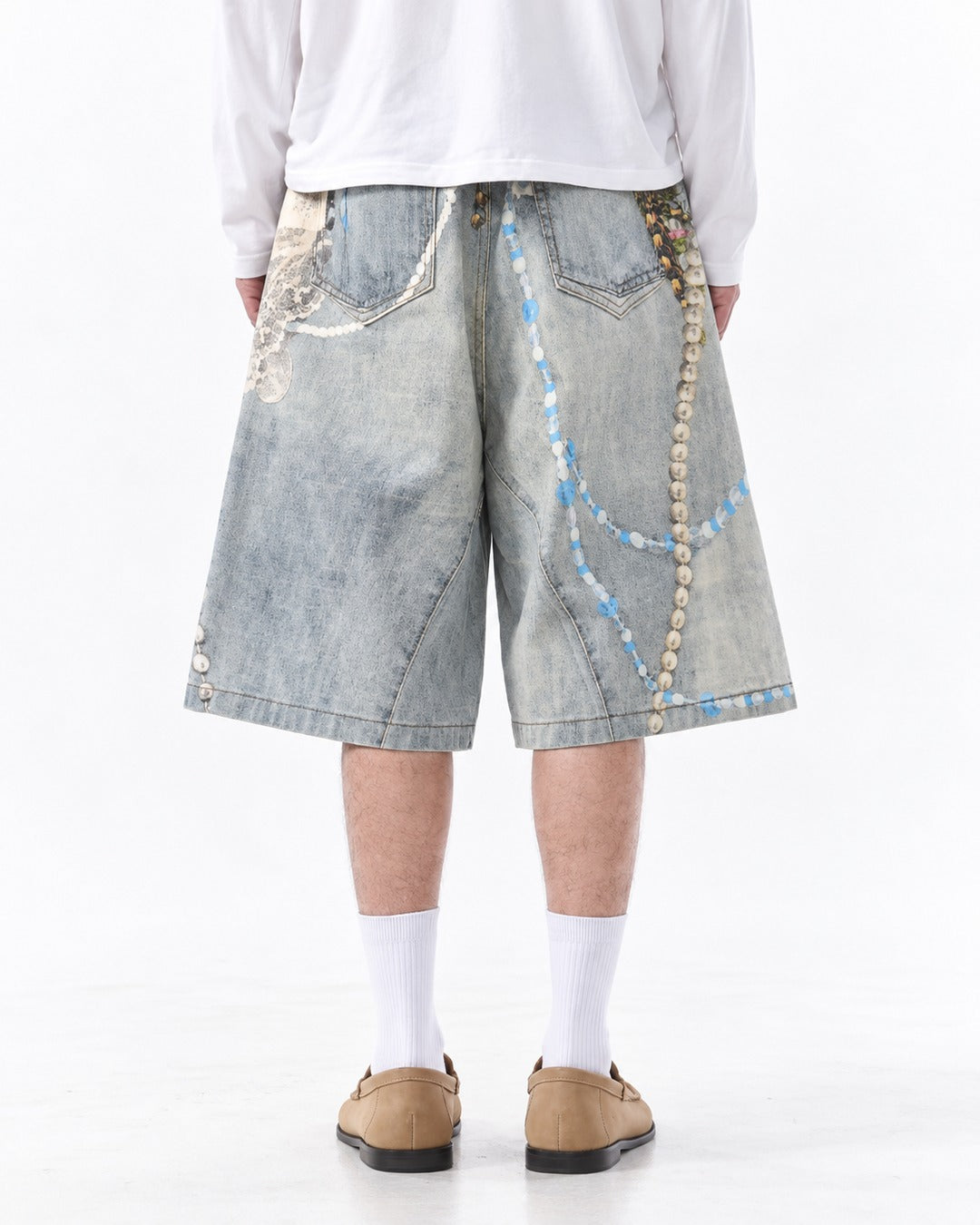 High Street Printed Denim Shorts