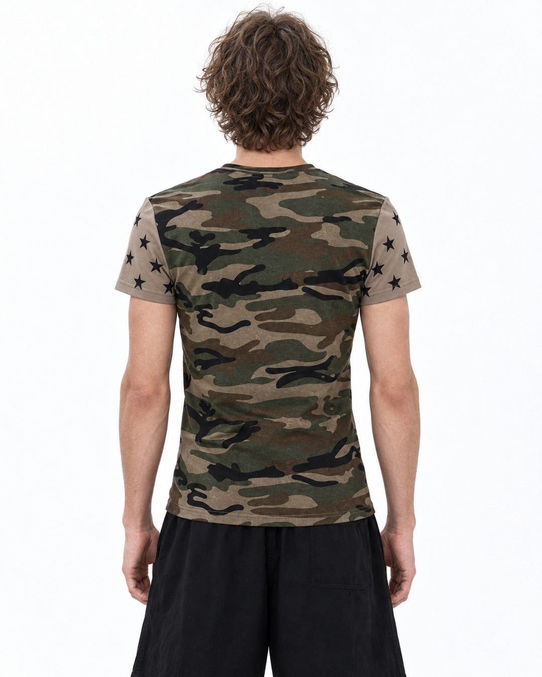 Star Print Camouflage Stud T-Shirt