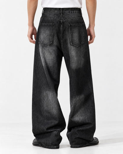 Studded Distressed Wide Jeans