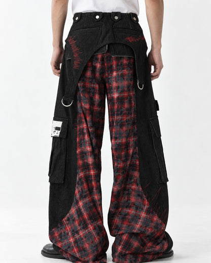 Tartan Panel Patchwork Pants