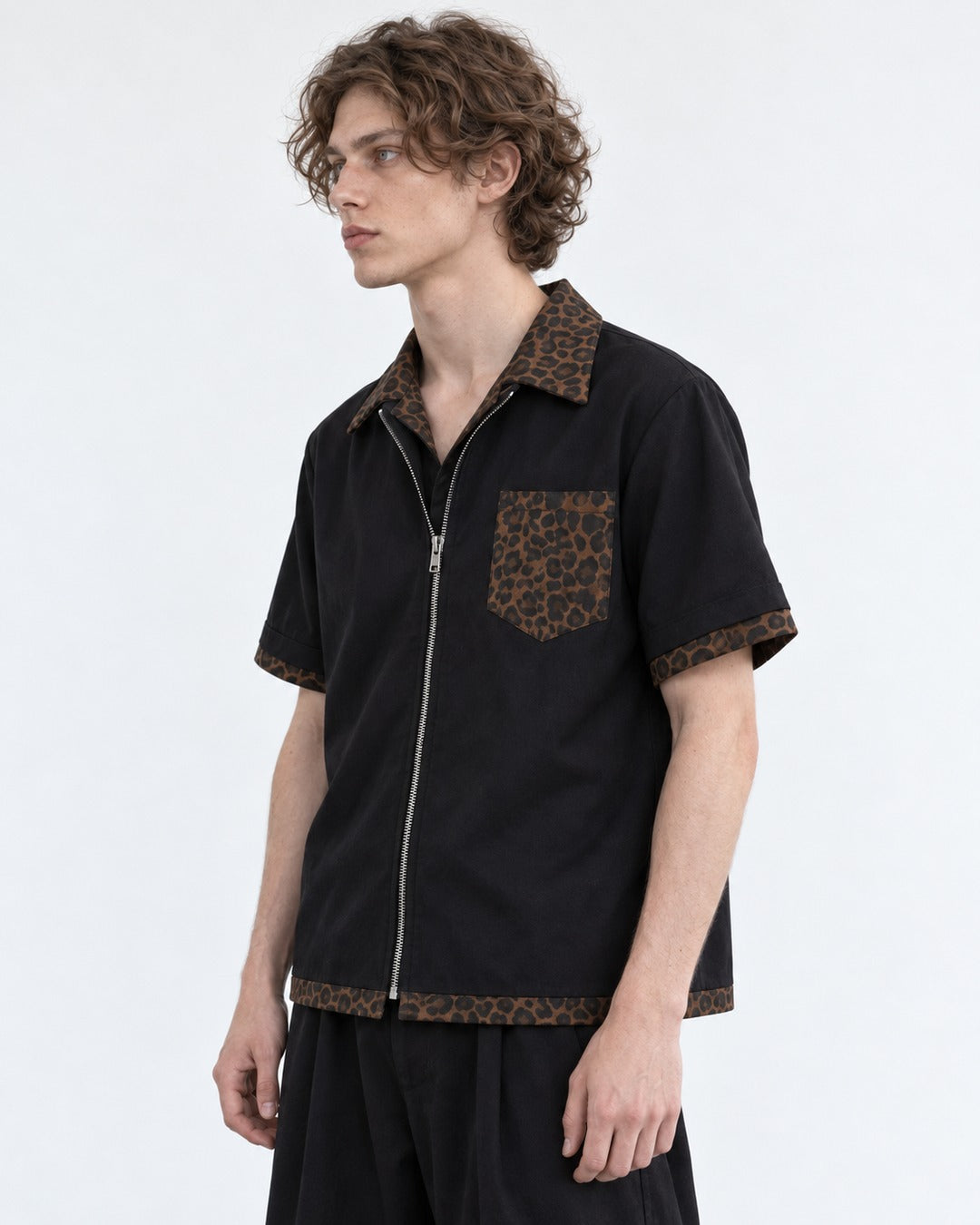 Leopard Pocket Zip Shirt