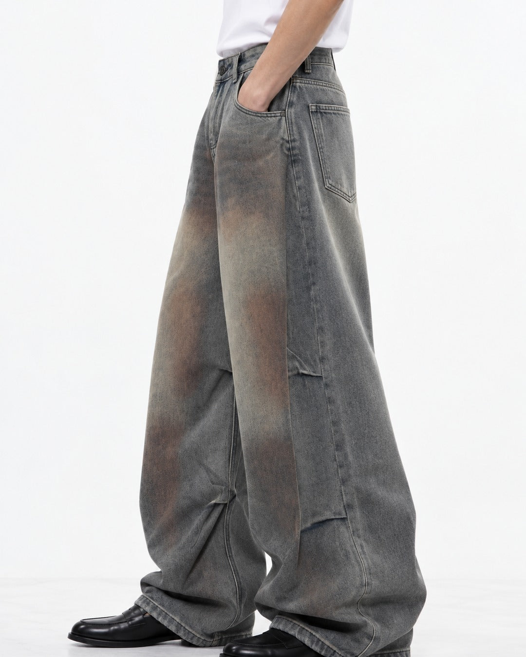 Rust Gradient Wide-Leg Denim Pants