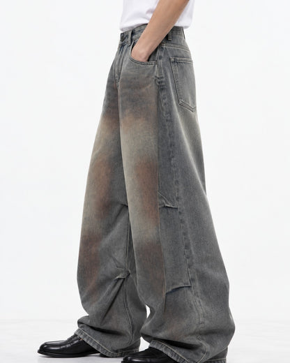 Rust Gradient Wide-Leg Denim Pants