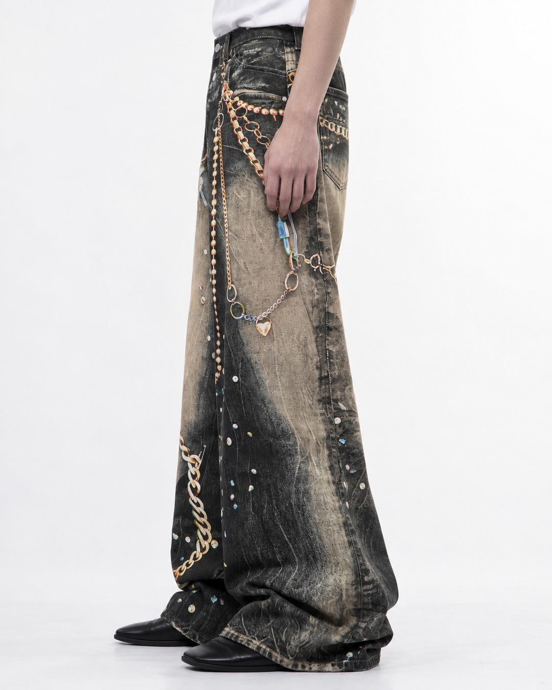 American Chain Print Denim Pants