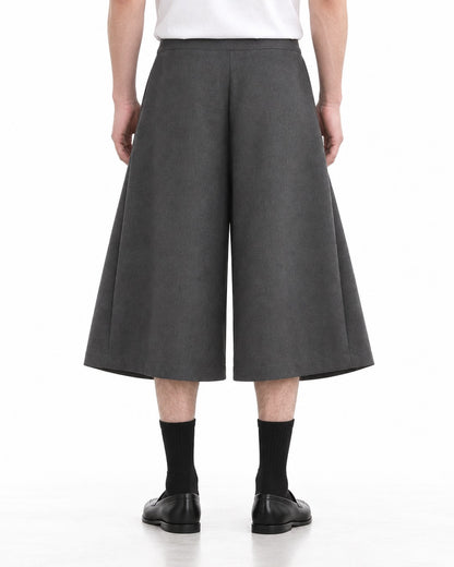 Deep Pleat Flared Cropped Trousers