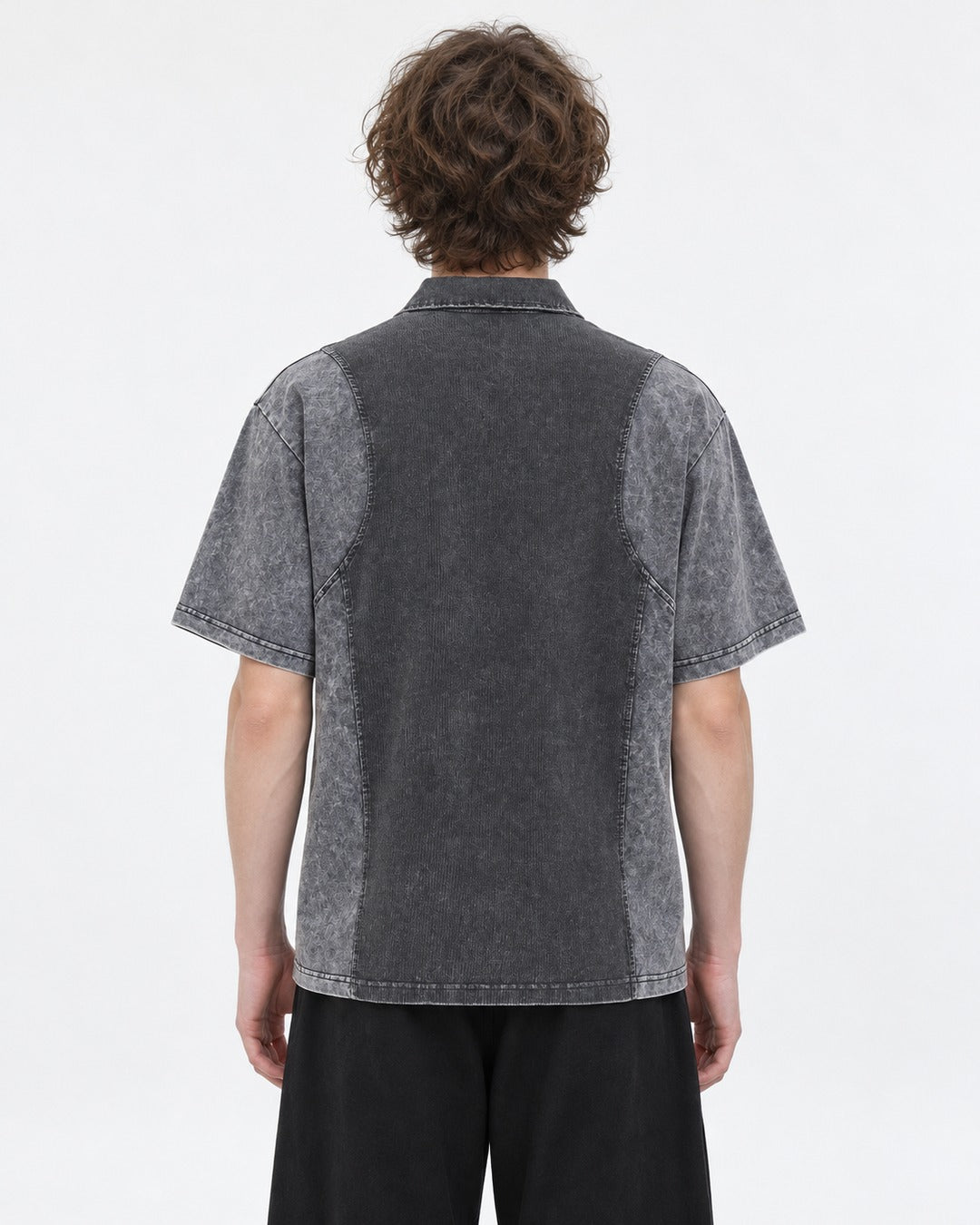 Panel Seam Washed Polo Shirt