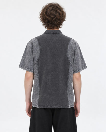 Panel Seam Washed Polo Shirt