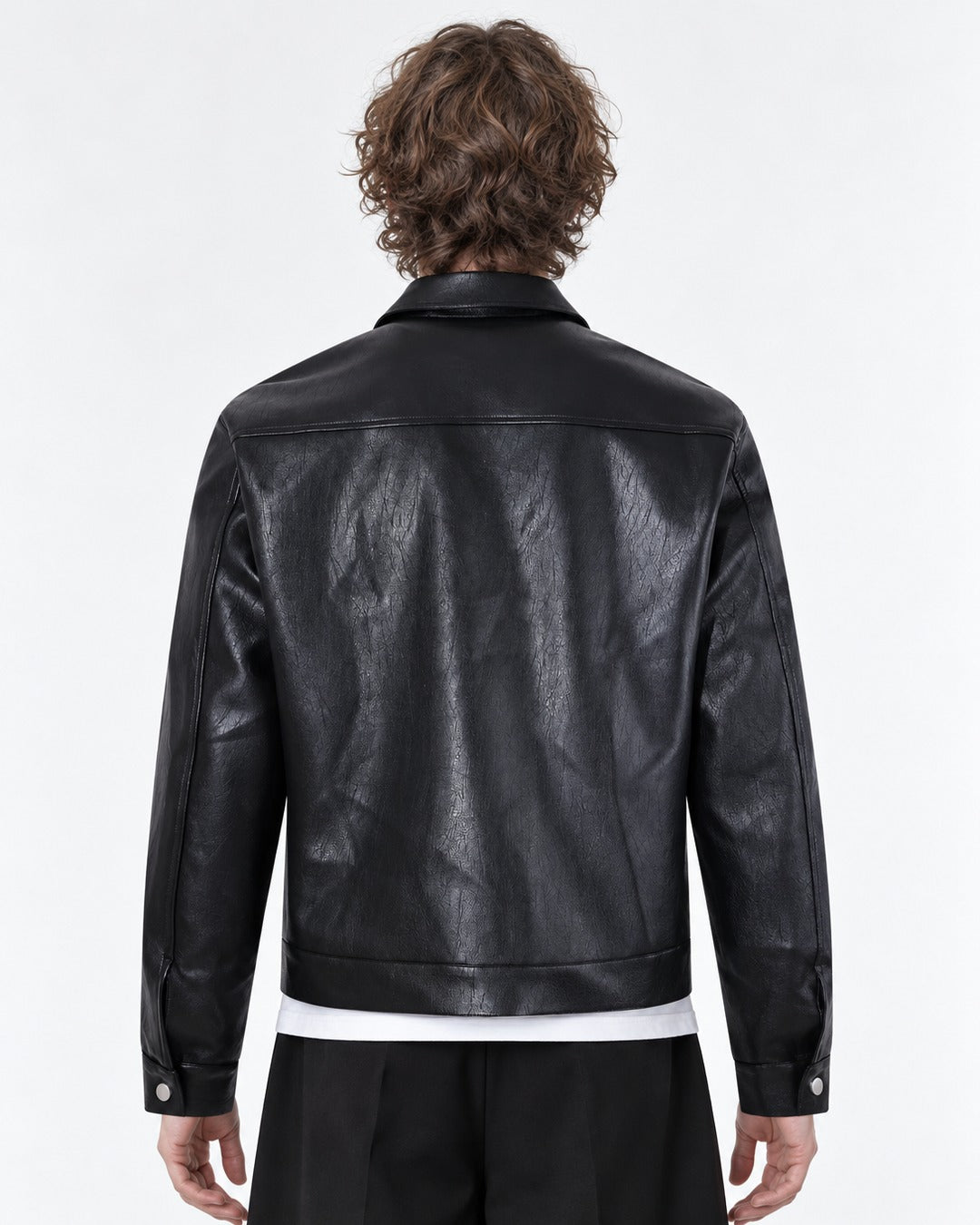 Triple Clasp Leather-Look Jacket