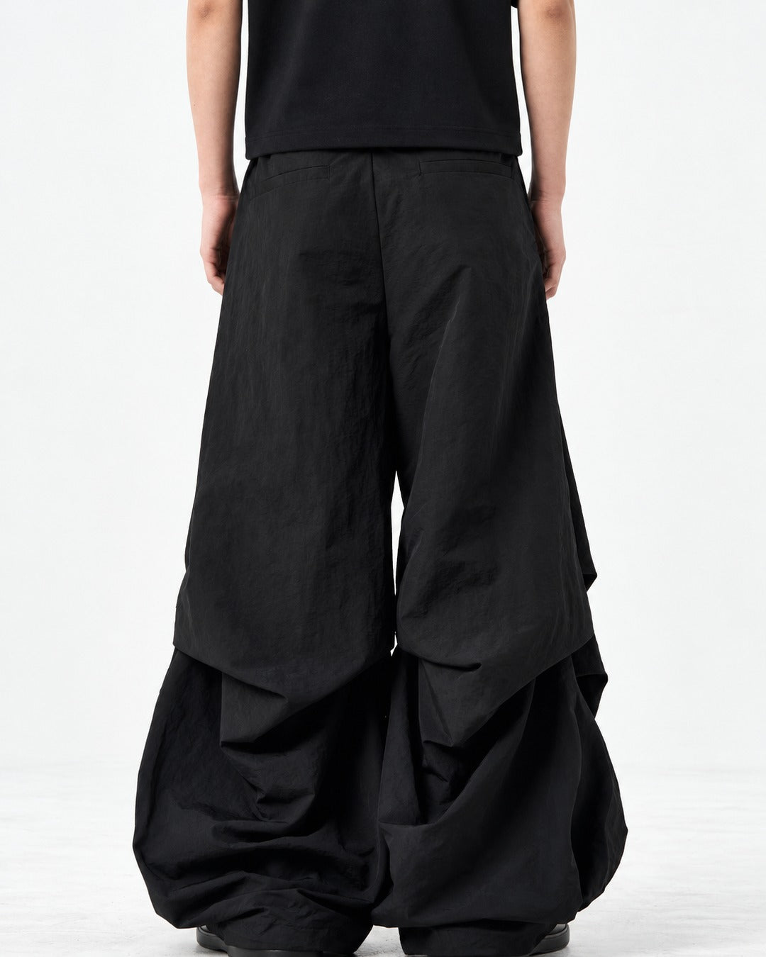 Gathered Wide-Leg Parachute Pants