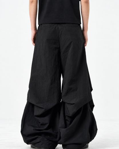 Gathered Wide-Leg Parachute Pants