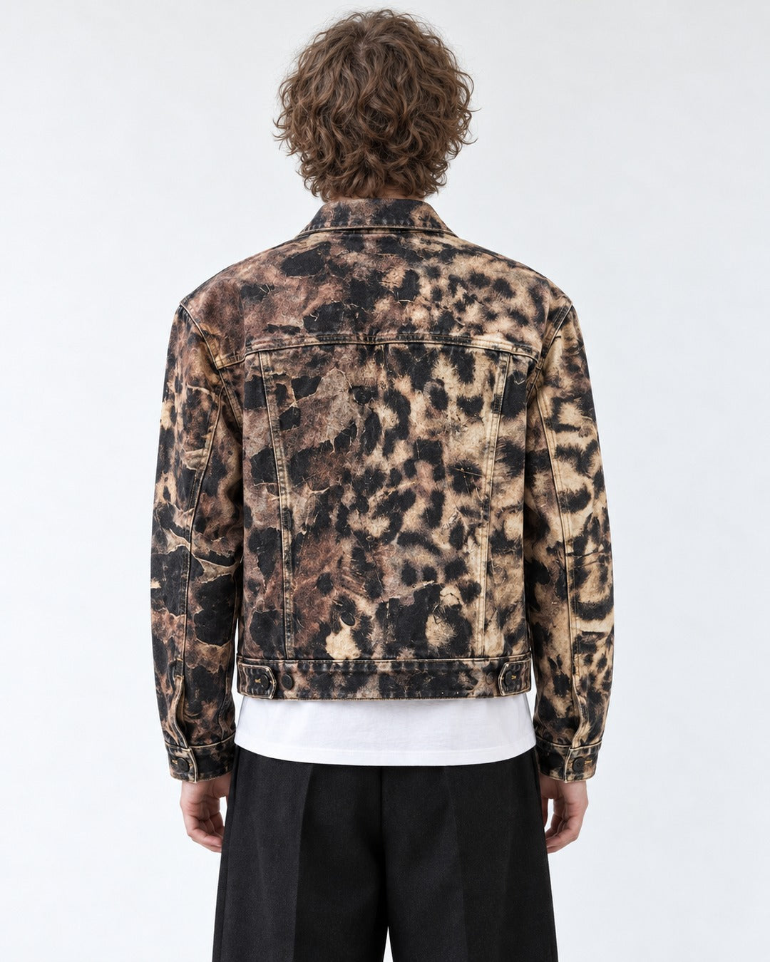Distressed Leopard Print Denim Jacket