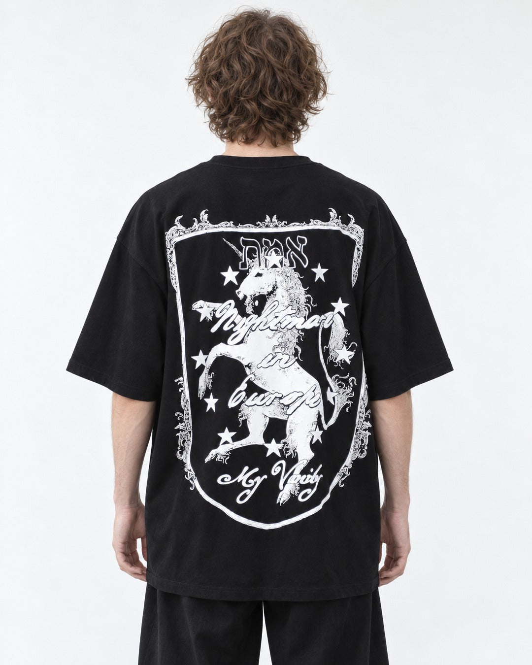 Winged Horse Print Oversized T-Shirt