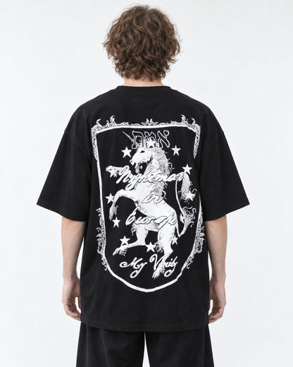 Winged Horse Print Oversized T-Shirt