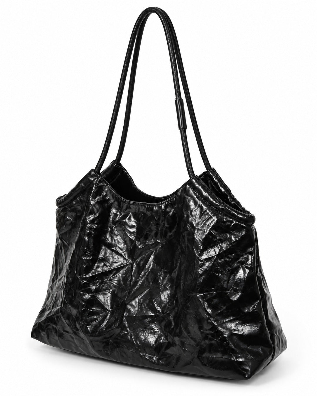 Studded Crinkle Leather Tote Bag