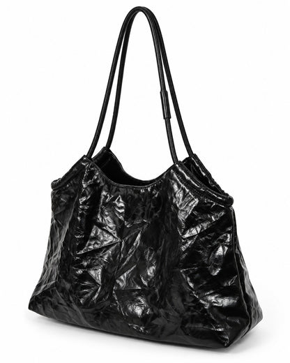 Studded Crinkle Leather Tote Bag