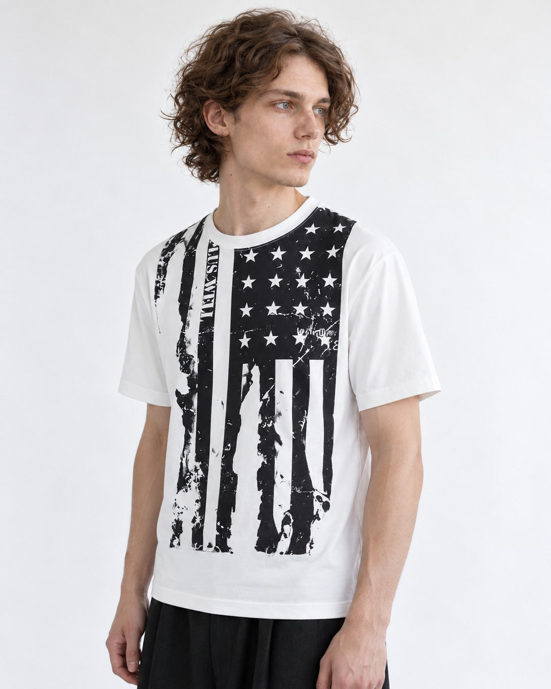 Flag Print Cotton T-Shirt