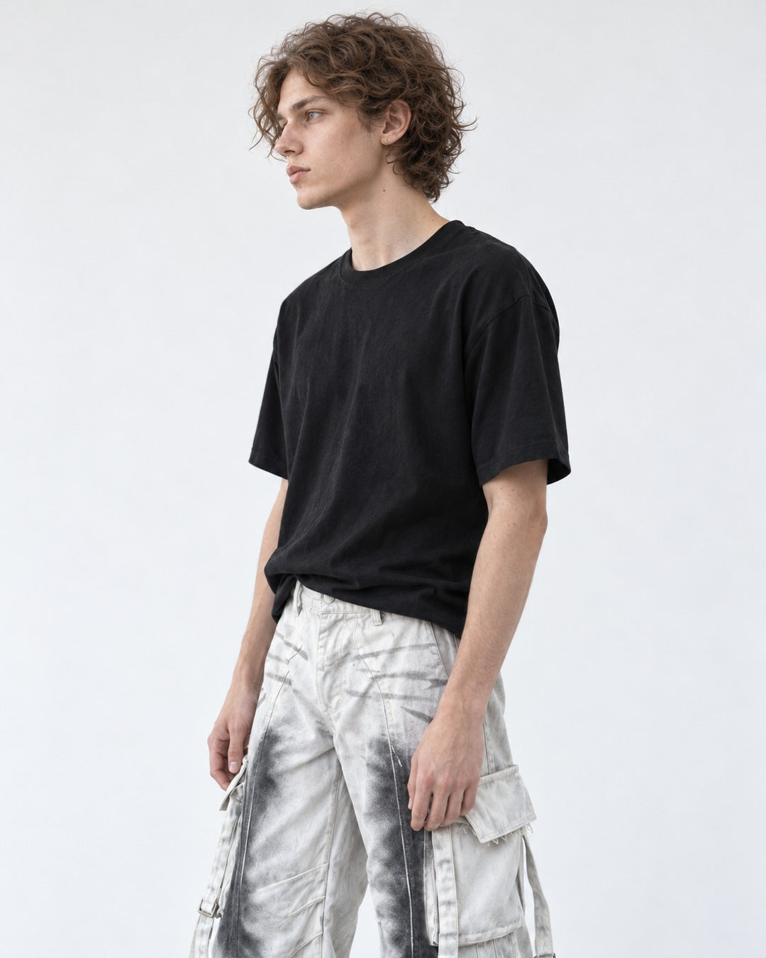 Ink-Washed Strap Cargo Pants
