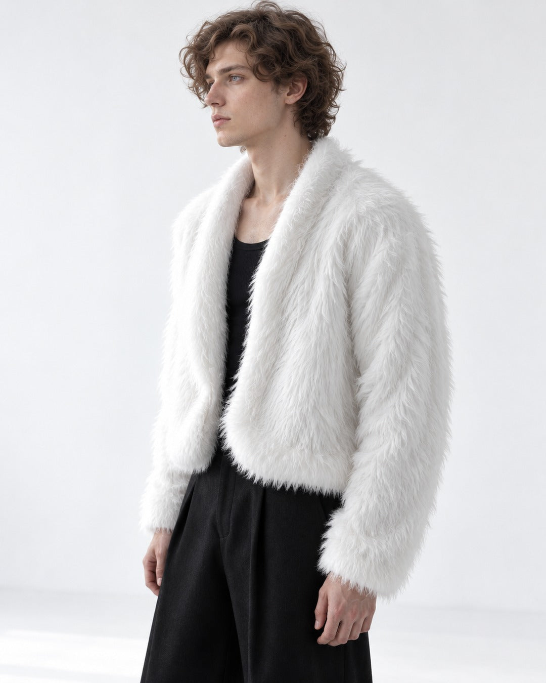 Fuzzy-Knit Draped Cardigan