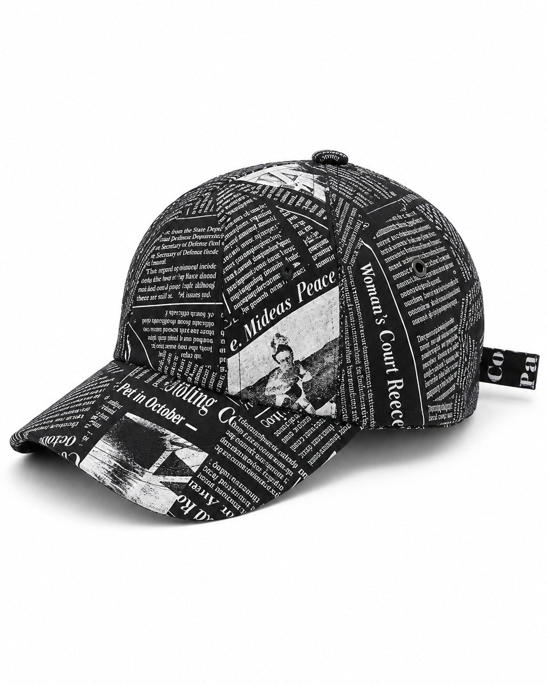 Newspaper Print Baseball Cap