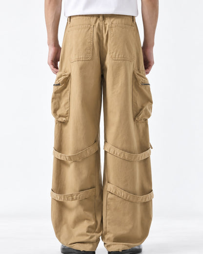 Strap Detail Zip Pocket Cargo Pants