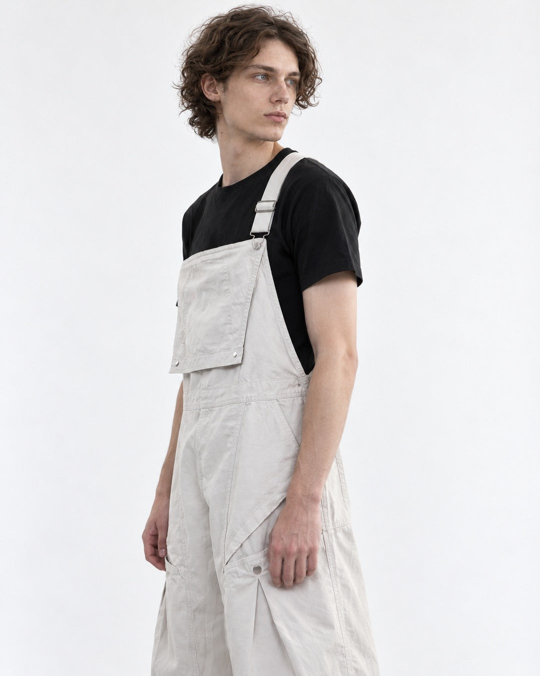 Wide-Leg Cargo Bib Pants