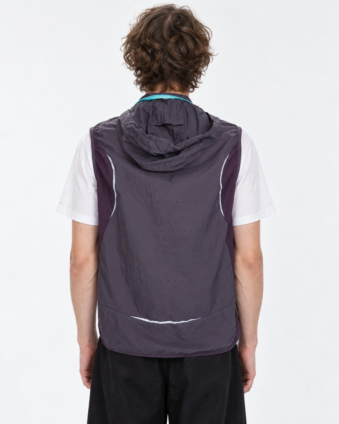 Teal Drawcord Colorblock Hooded Vest