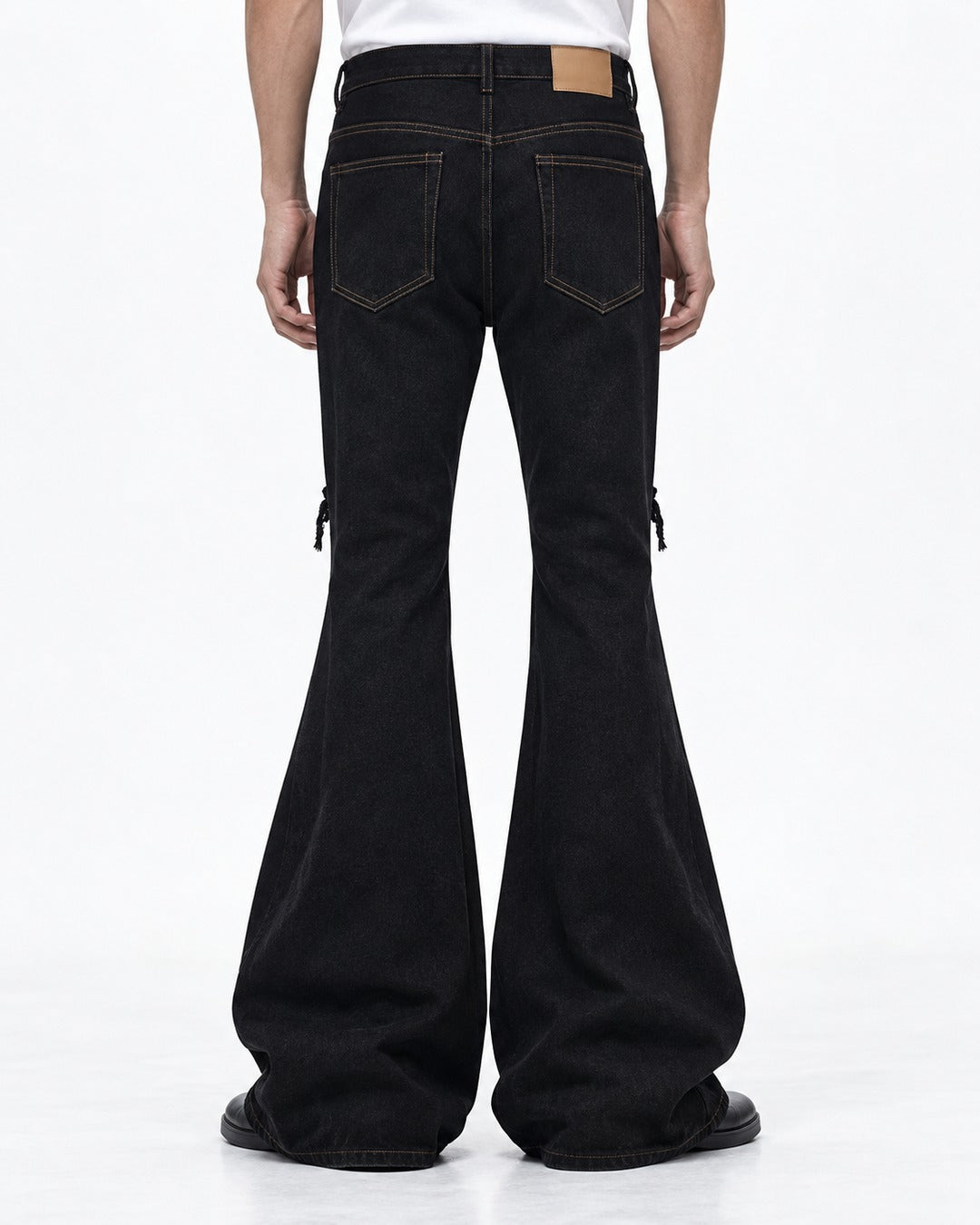 Studded Cross Patch Flared Jeans