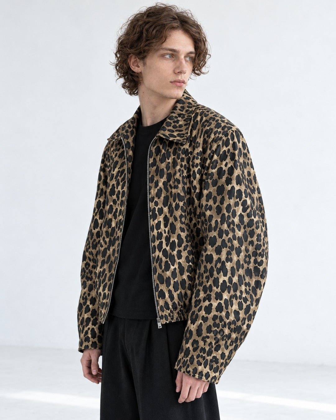 Leopard Print Shoulder-Pad Jacket
