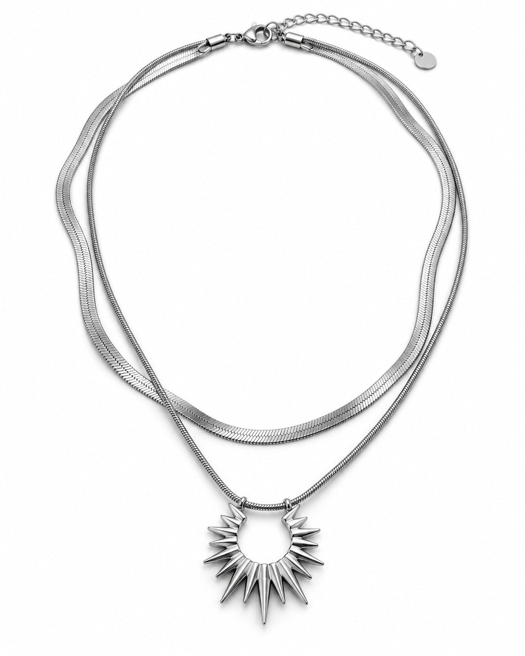 Sunburst Spike Pendant Layered Necklace