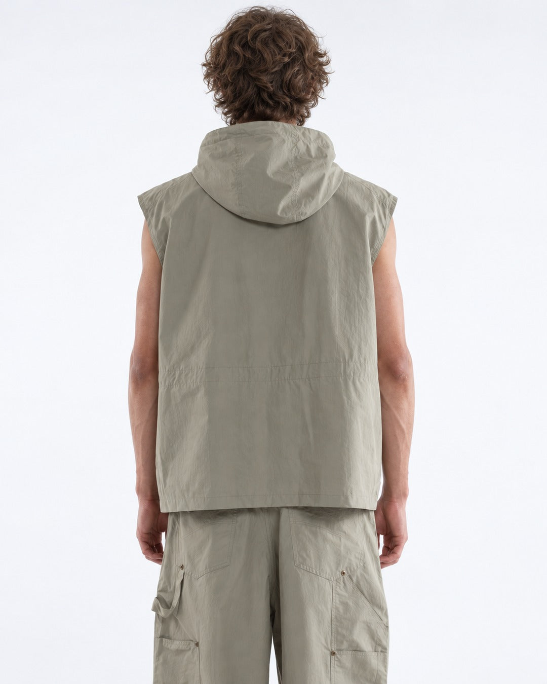 Hooded Zip Utility Vest and Pants Set