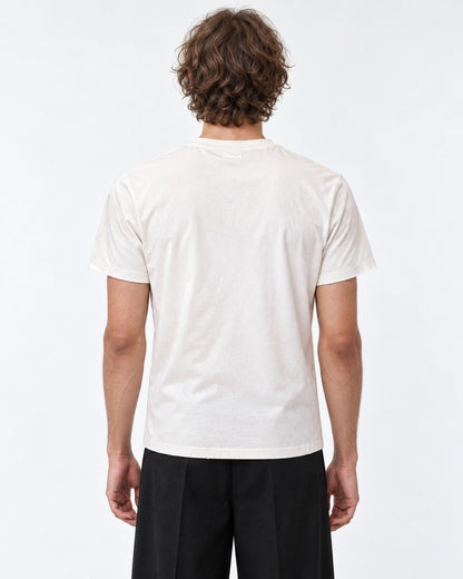 Musical Staff Print Distressed Tee with Metal Buttons
