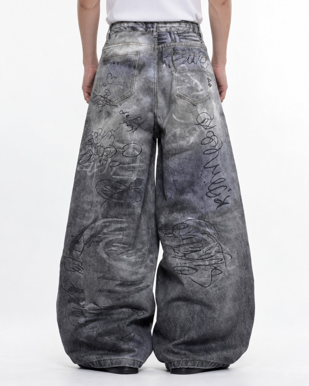 Vintage Graffiti Wide-Leg Jeans