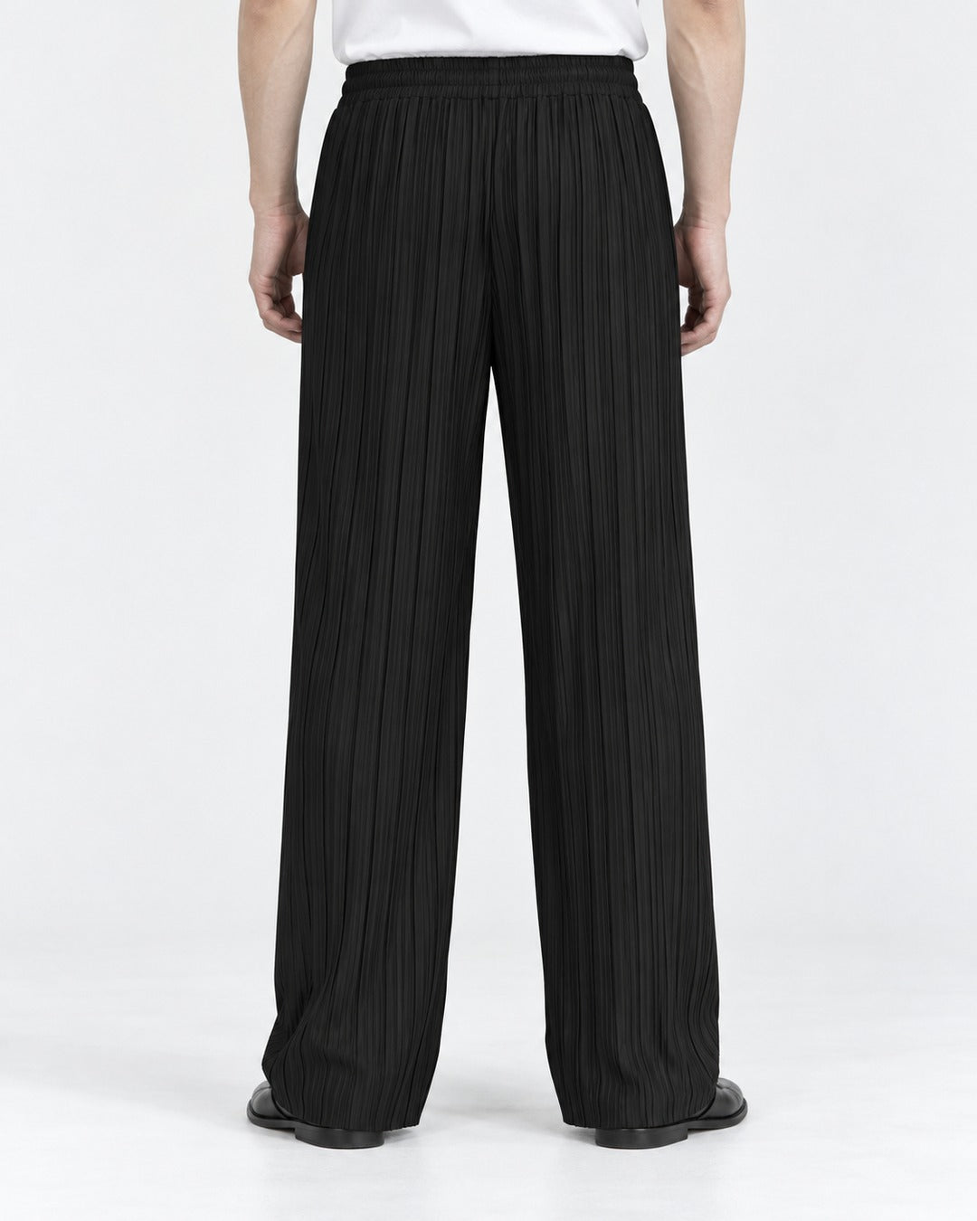 Pleated Drawstring Wide-Leg Pants