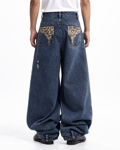 Leopard Patchwork Ripped Jeans