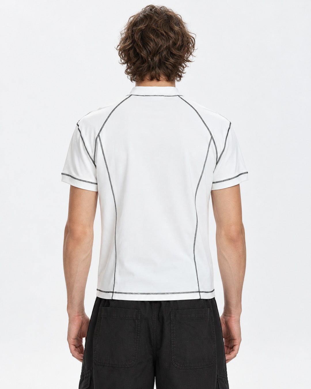 Exposed Stitch Half-Zip Top