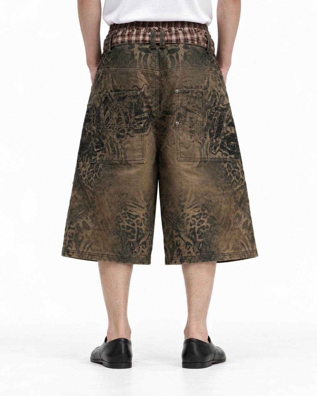 Faded Leopard Print Wide Shorts