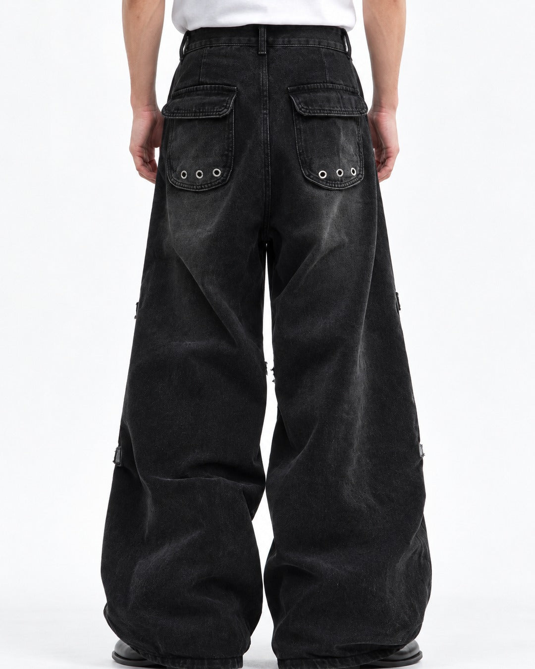 Deconstructed Rivet Denim Pants