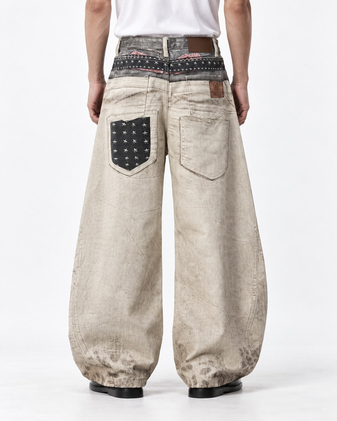 3D Double-Waistband Wide Pants