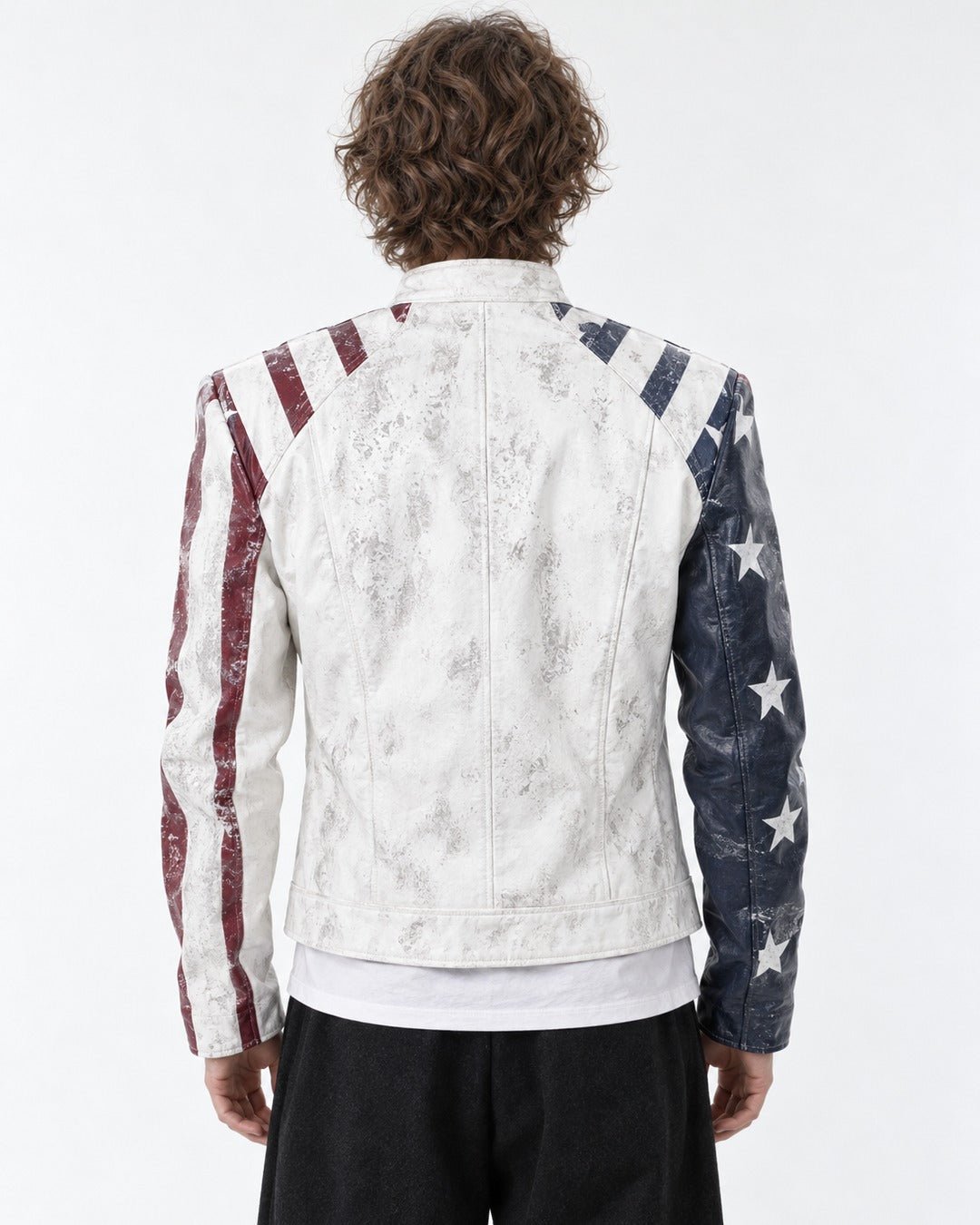 American Flag Print Biker Jacket