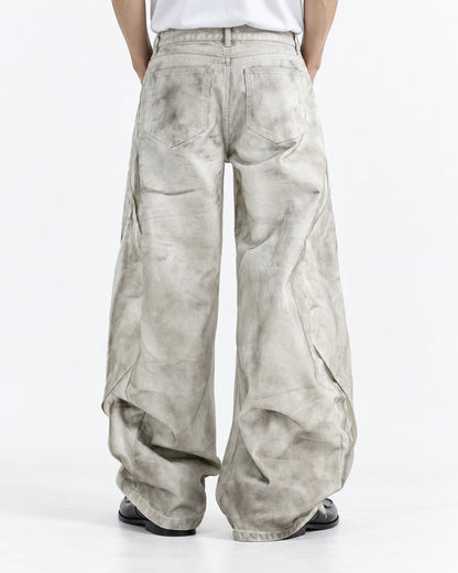 Mud Wash Twisted Seam Wide Jeans