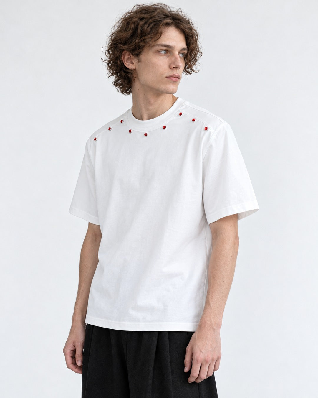 Red Gem Neckline T-Shirt