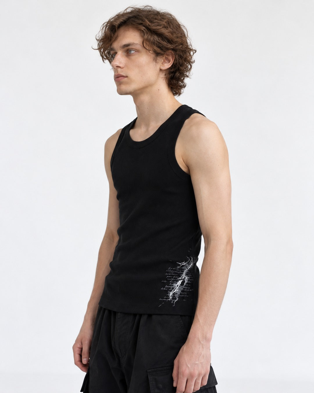 Ribbed Tank Top with Graphic Print