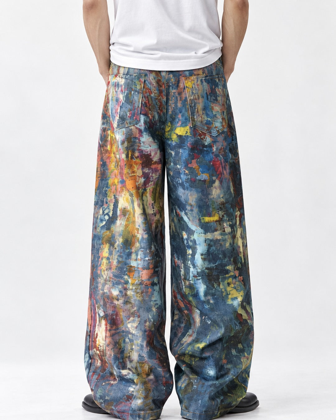 Painted Splatter Wide-Leg Jeans