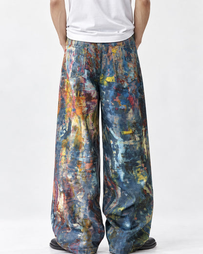 Painted Splatter Wide-Leg Jeans
