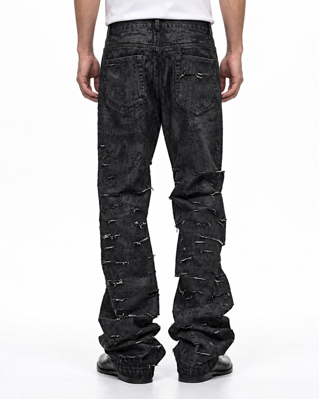 Ripped Patch Straight Jeans